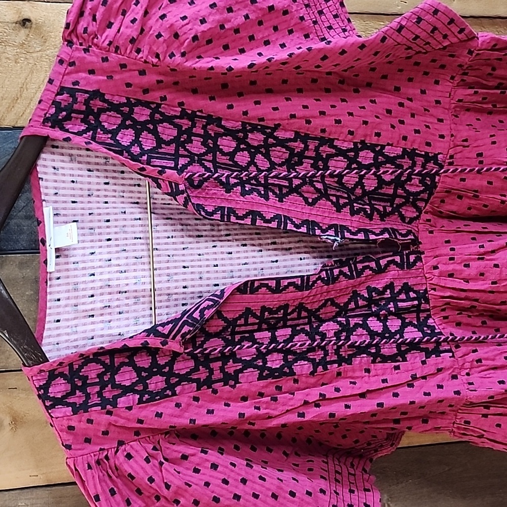 Knox Rose Magenta Blouse with Navy Embroidery Size M - Picture 5 of 10